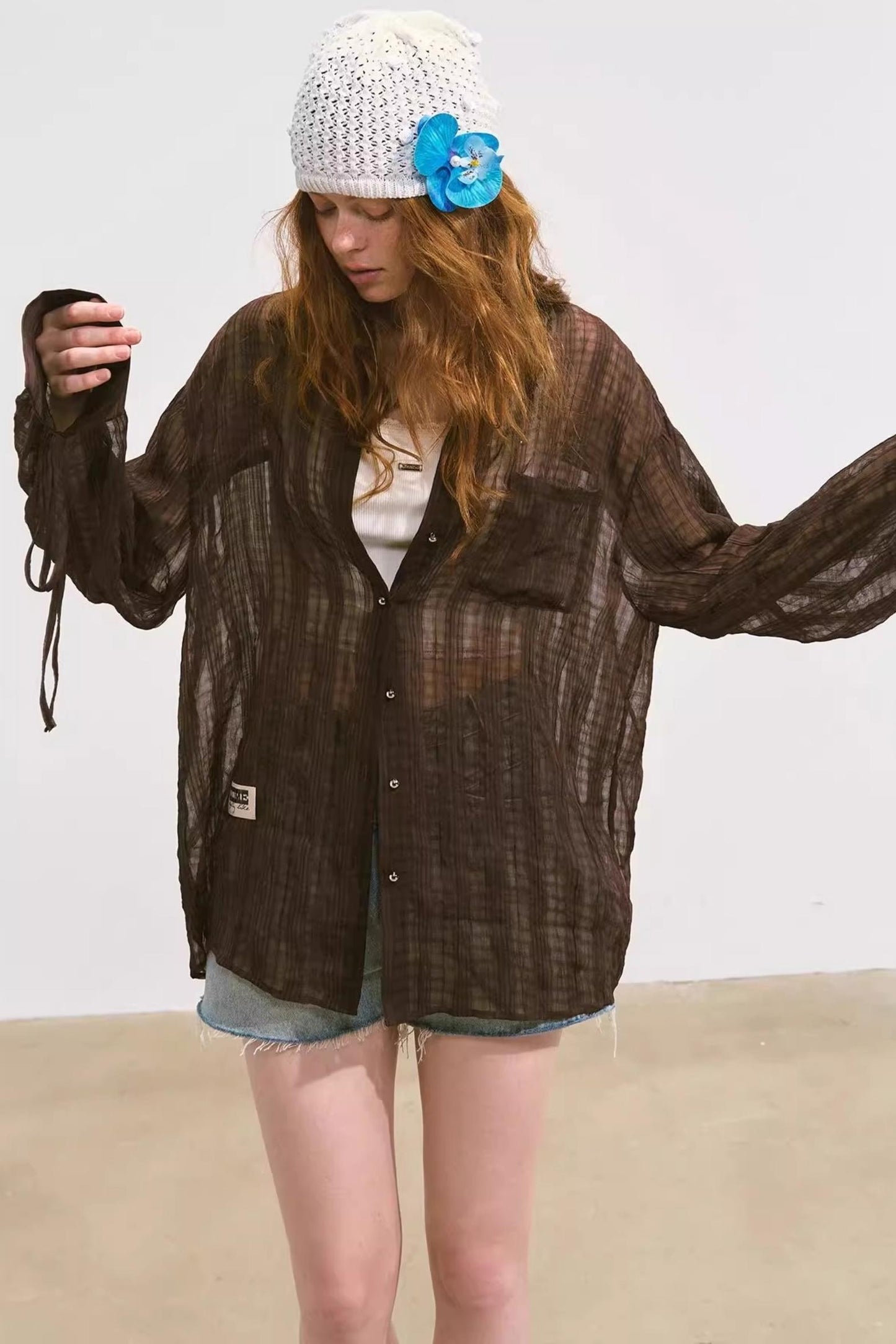 Plaid Mesh Summer Shirt Jacket