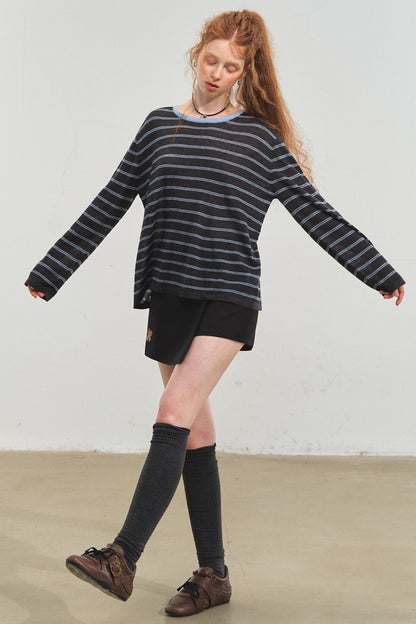 Vintage Striped Gray Knit Top