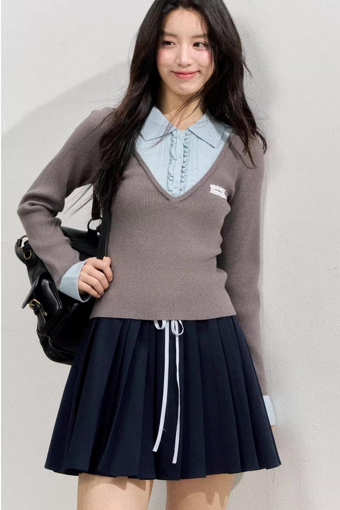 Spliced Collegiate Pleated Skirt