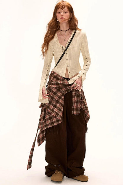 Striped Knit Multi-Button Cardigan