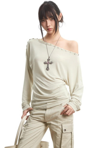 Retro Slim Off-Shoulder Top