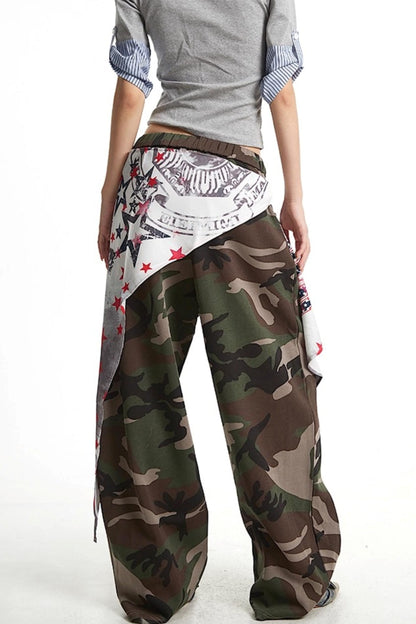 Camouflage Wide-Leg Pants