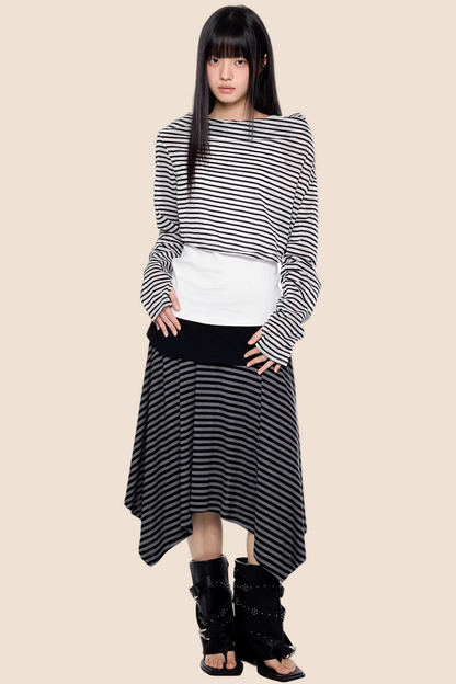 Gestreifte asymmetrische leichte Bluse