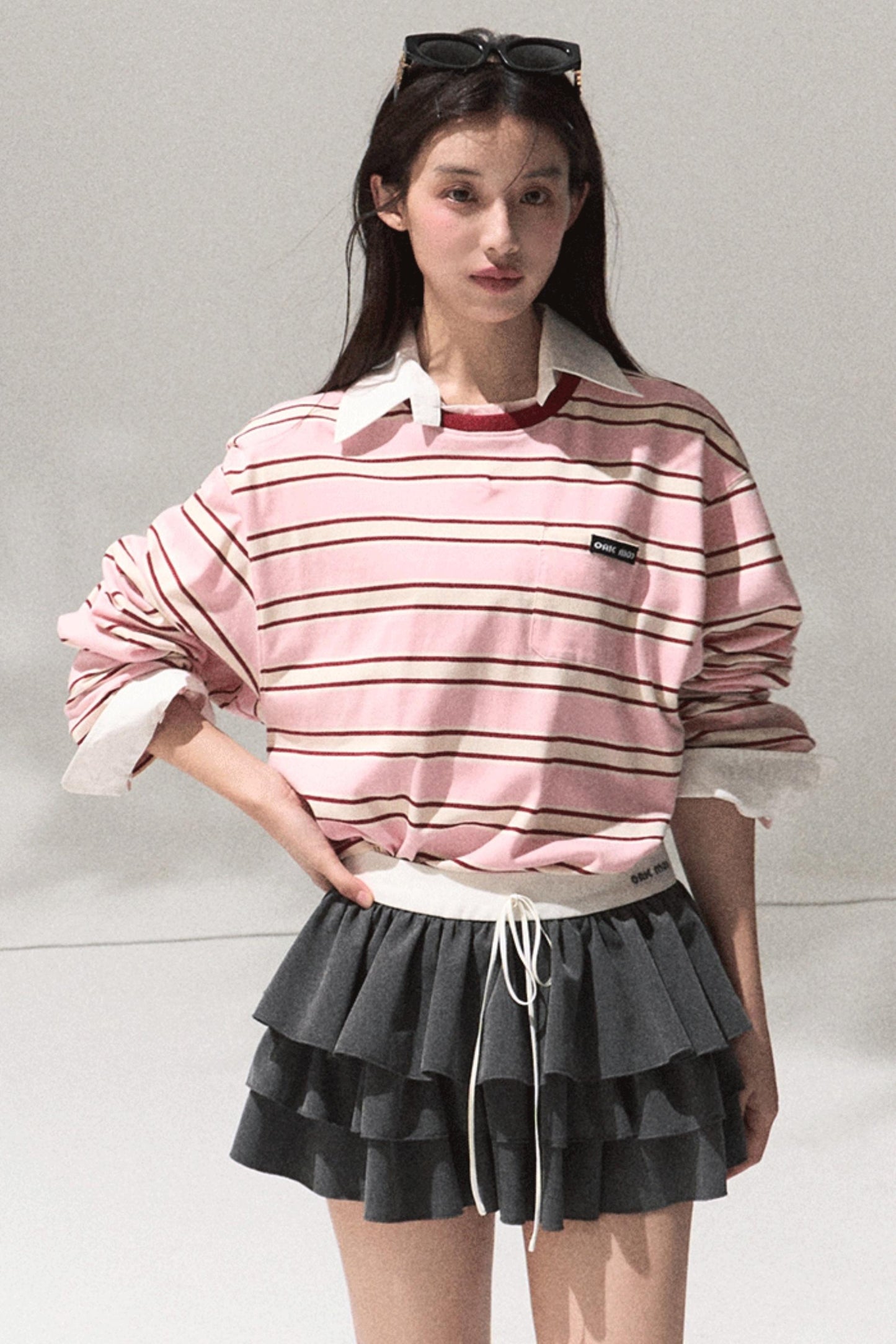 Contrasting Striped Cotton Top