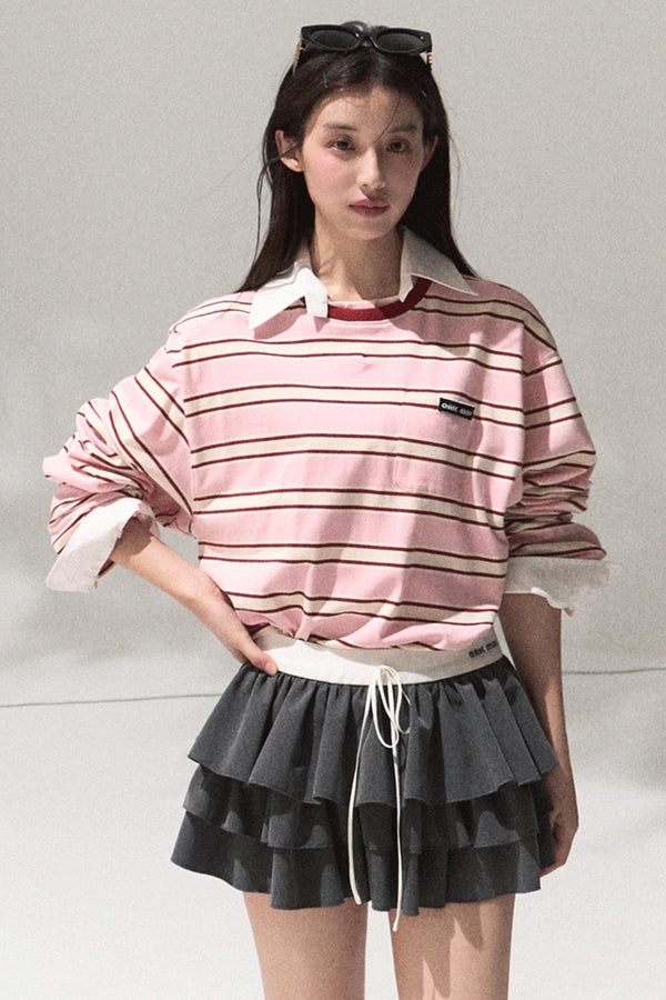 Contrasting Striped Cotton Top