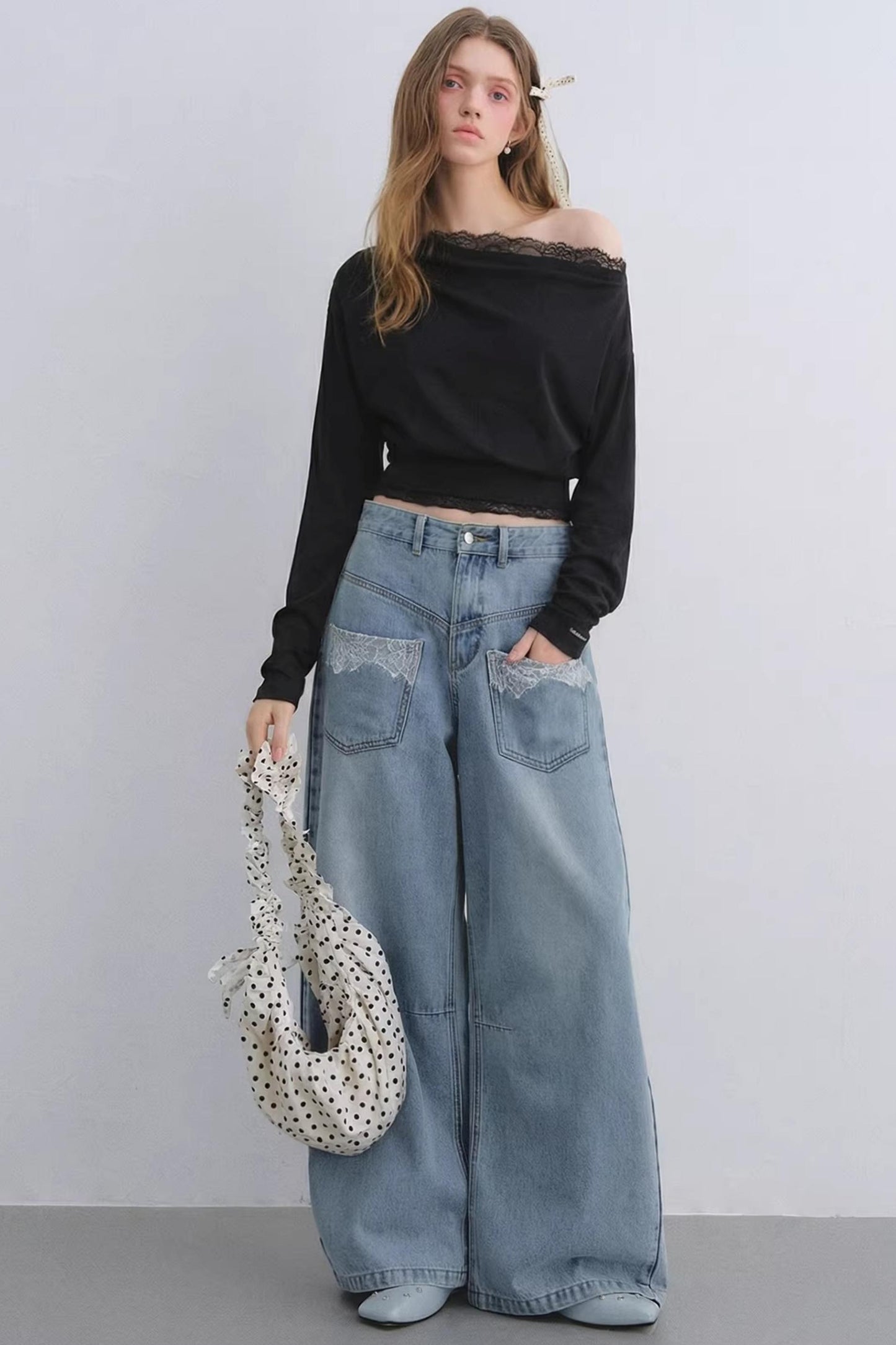 Lace Patchwork Turtleneck Top