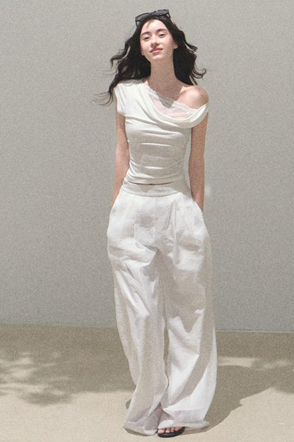 Iridescent Wide-Leg Trousers