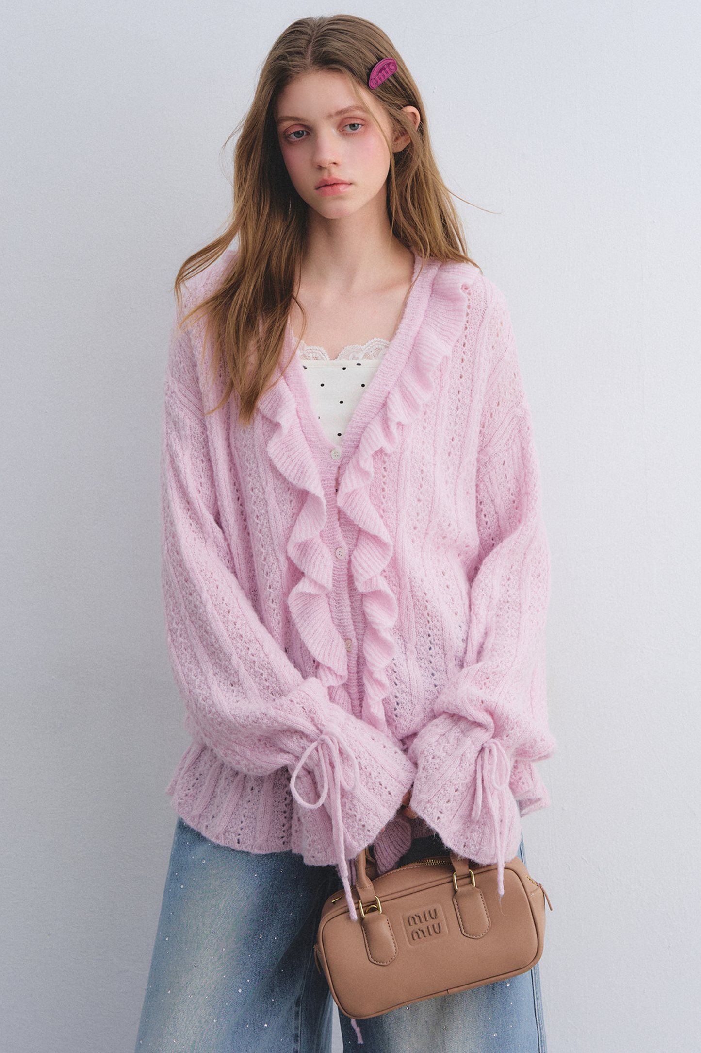 Wool Mohair Ruffled Cardigan