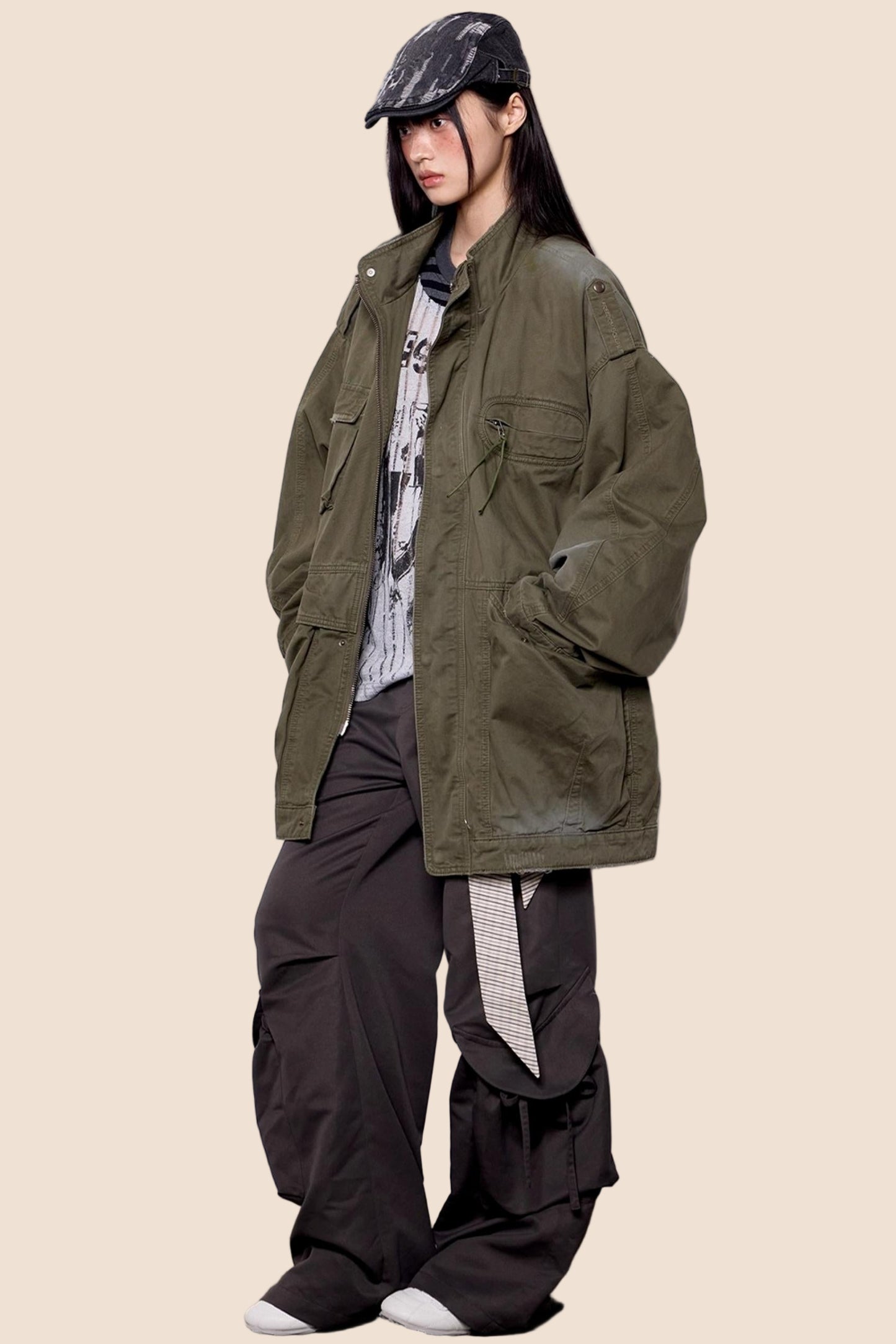 American Vintage Distressed Cargo Jacket