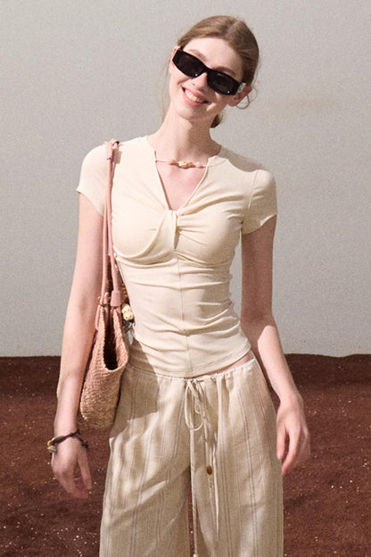 Cool Beaded V-Neck Tee