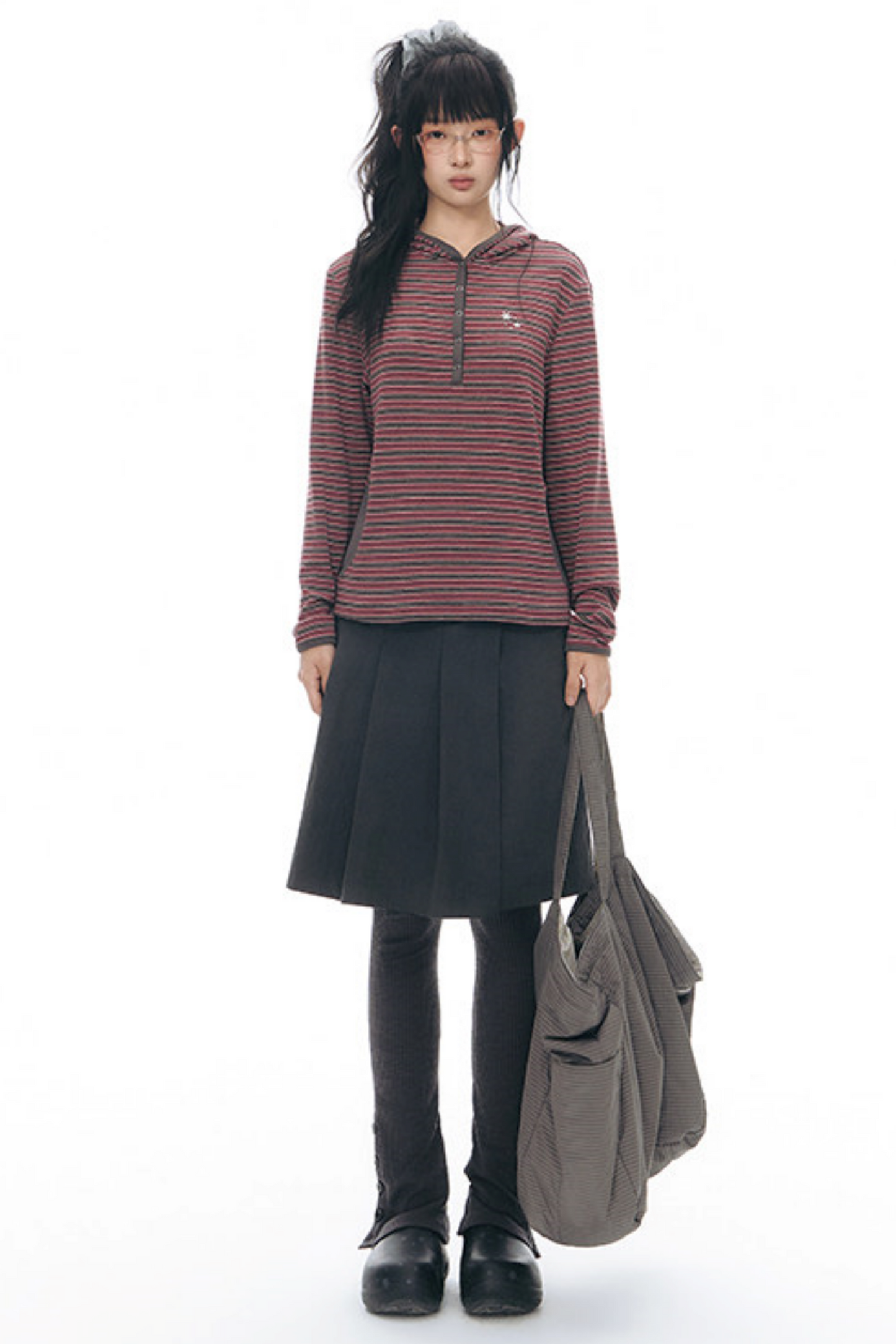 Striped Hooded Color-Block Top