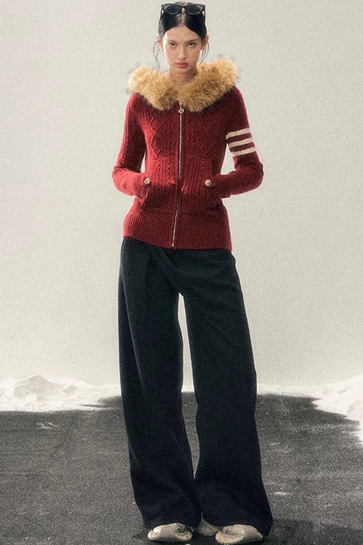 Fleece-Lined Wide-Leg Pants