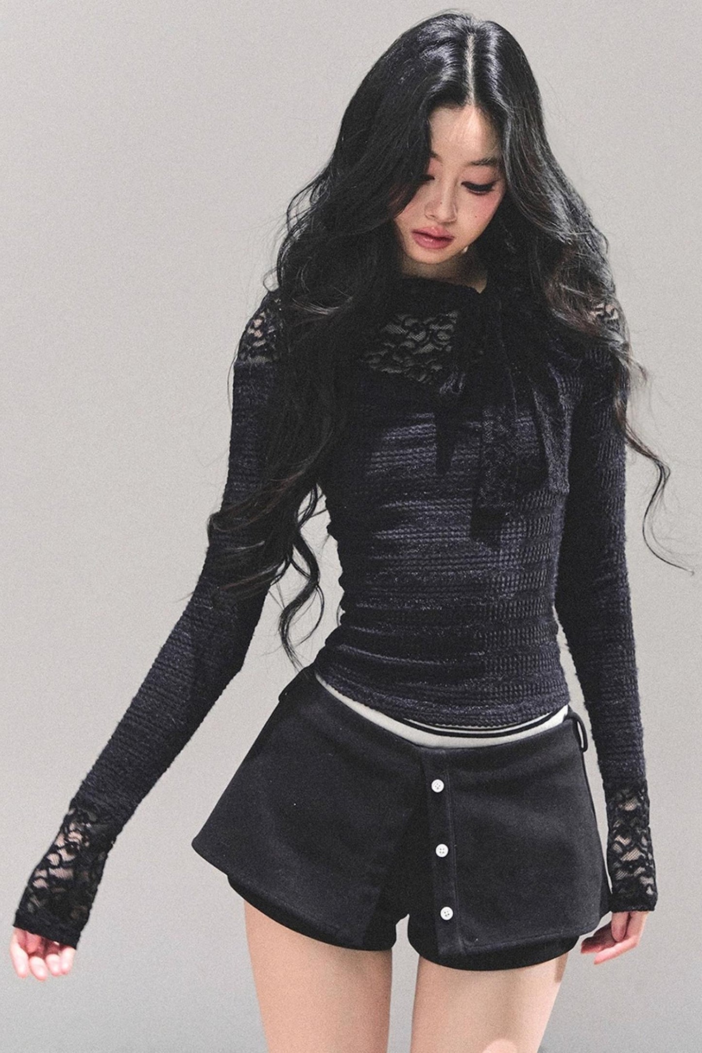 Black and White Lace Top