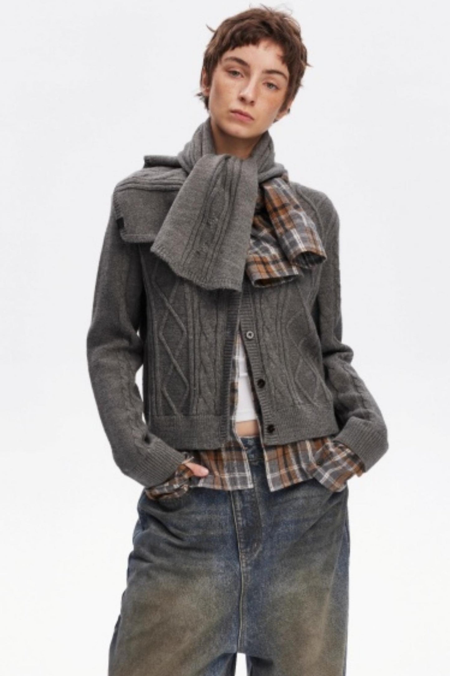 Wool Twist Cardigan Sweater Set-Up