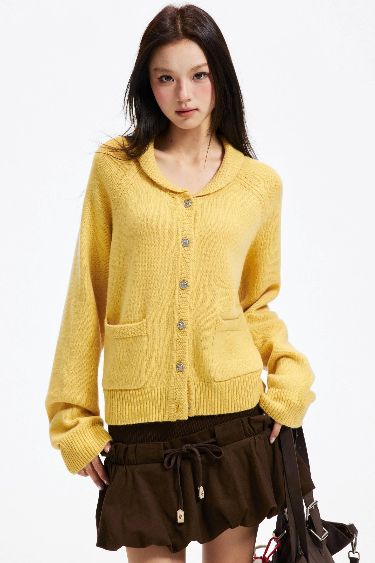 Pure Wool Raglan Cardigan