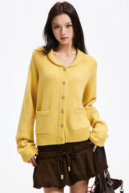 Pure Wool Raglan Cardigan