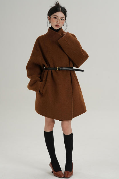 Lace-Up Reversible Wool Coat