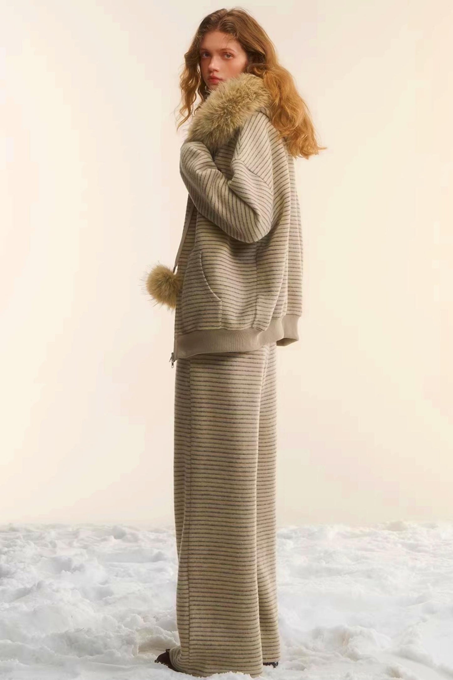 Retro Velvet Striped Jacket Set-Up