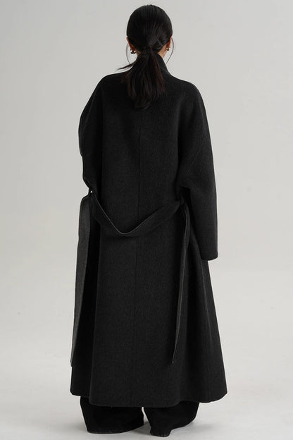 Casual Double-Sided High Neck Wool Coat