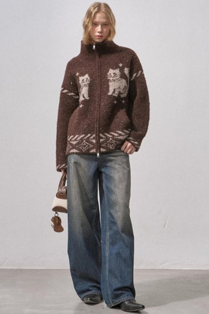 Star Kitty Jacquard Cardigan