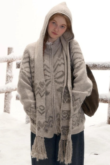 Light Bow-Knot Knit Cardigan Set-Up