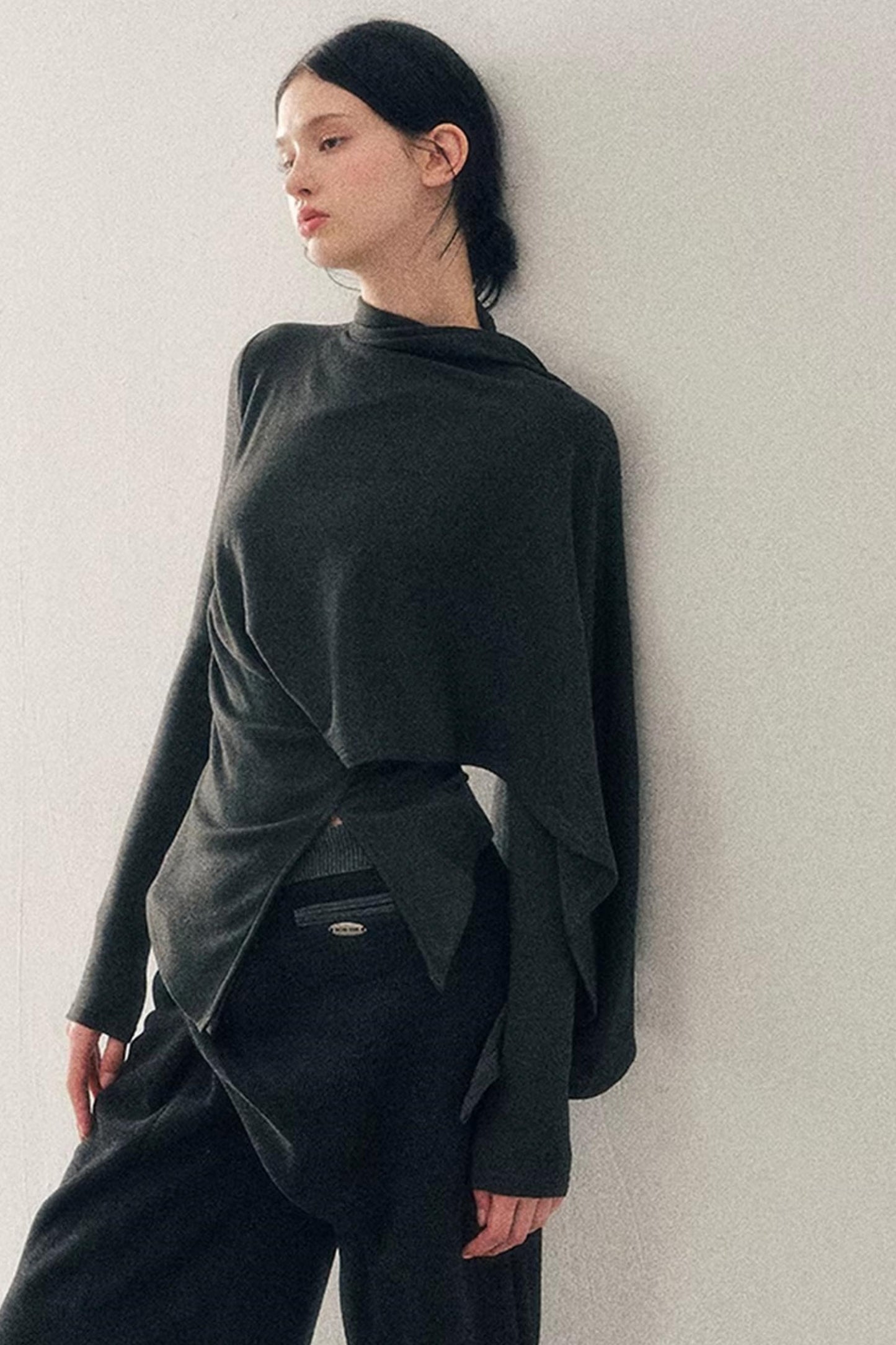 Irregular Waist-Cinching Winter Top