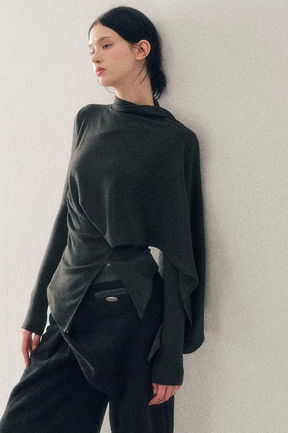 Irregular Waist-Cinching Winter Top