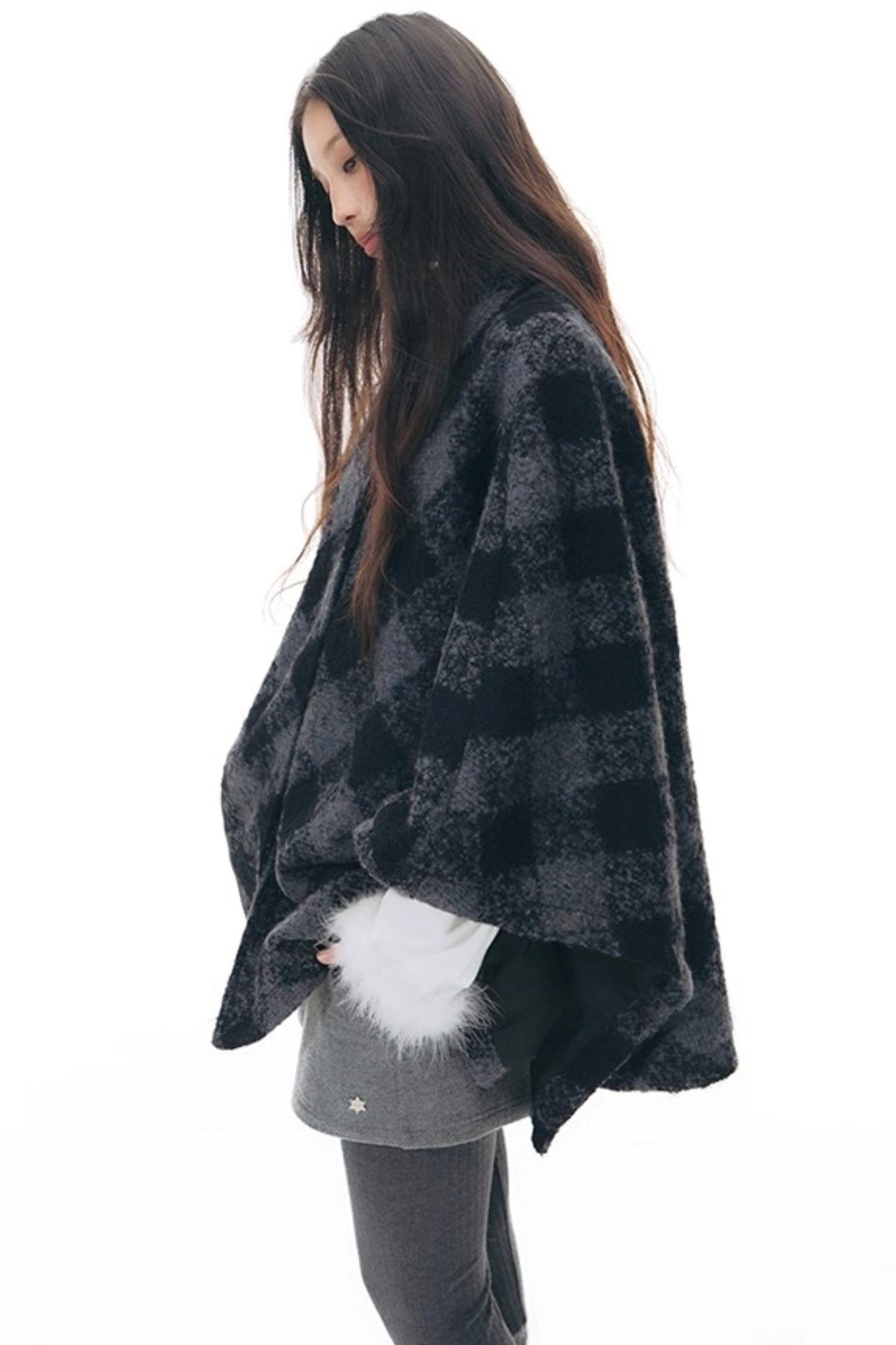 Plaid Cape Winter Coat