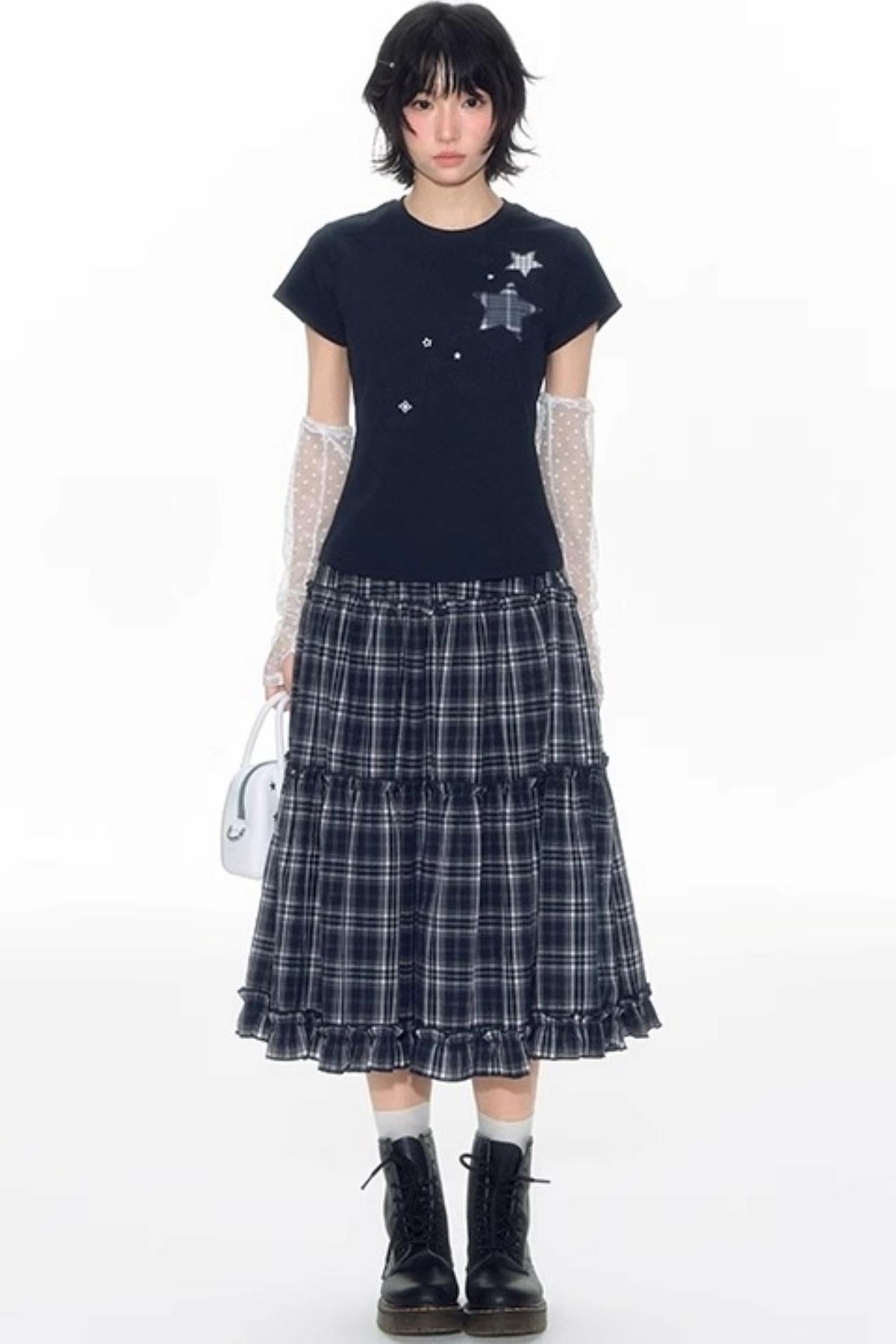 Star Patch Embroidered Short Sleeve Top