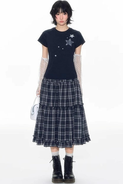 Star Patch Embroidered Short Sleeve Top