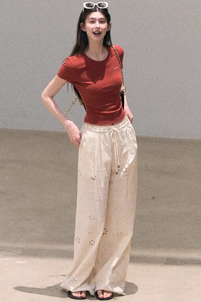 Embroidered Pure Cotton Pants