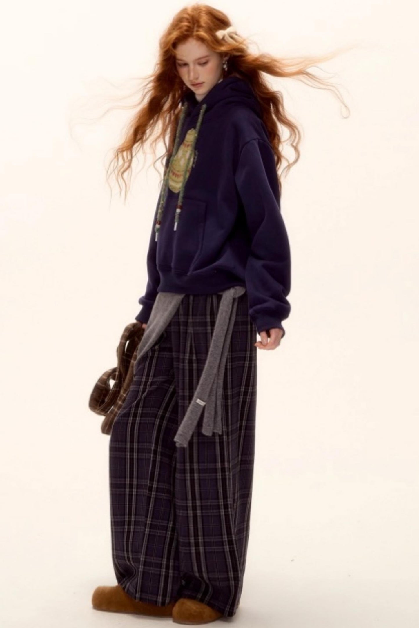 Brushed Fair Isle Knit Hoodie Sweater