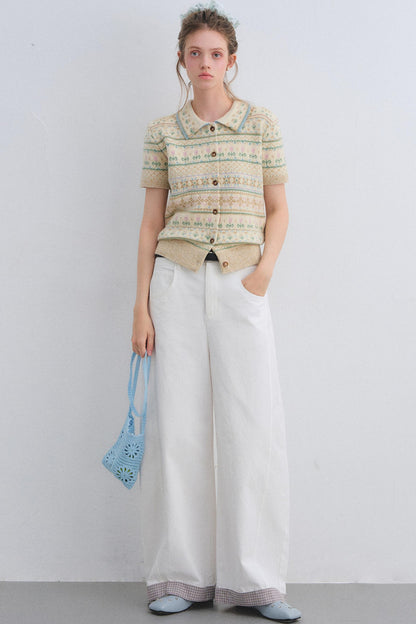 Plaid Patchwork High-Waisted Pants