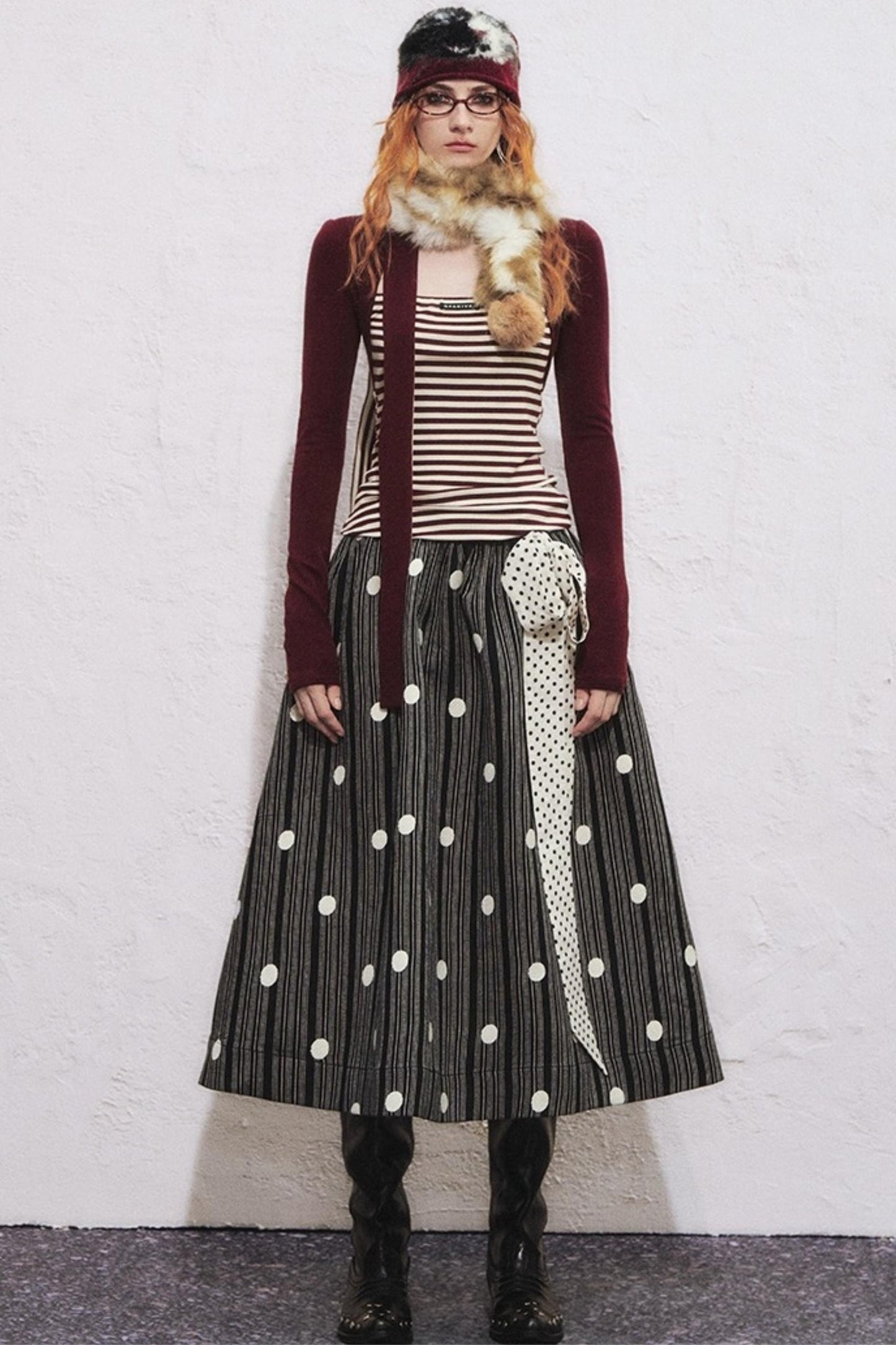 Multi-Colored Fur Ball Scarf