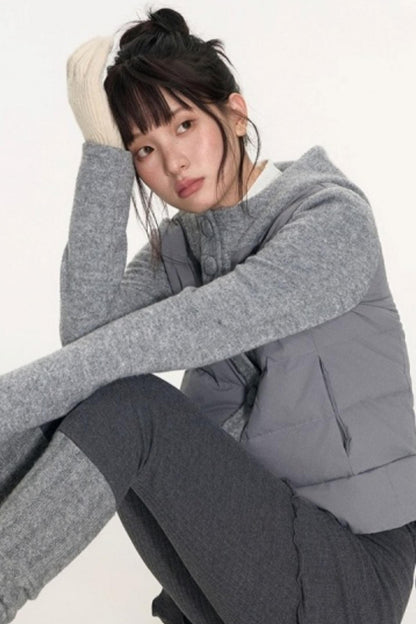 Patchwork Cropped Down Jacket