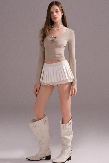 Hot Luxury Cropped Corset Two-Piece Lace Set-Up