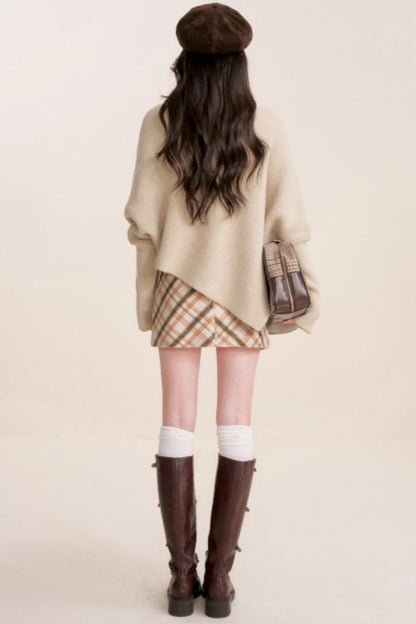Retro Plaid Woolen Skirt