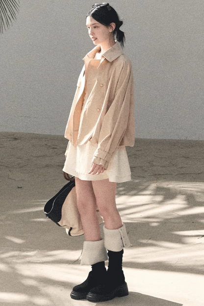 Wool Blend Embossed Floral Dress