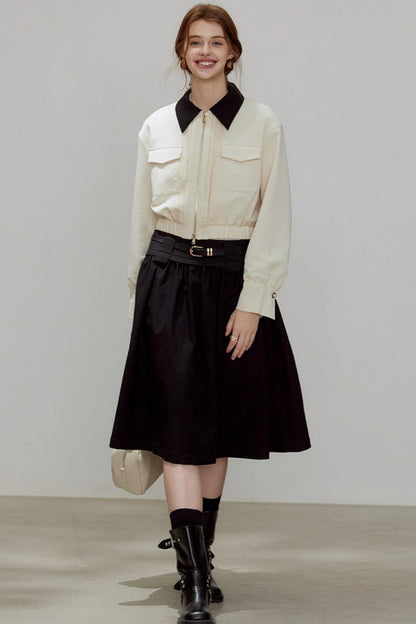 Autumn Lapel Short Coat Set-Up