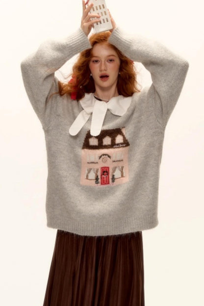 Jacquard Embroidered Wool Sweater