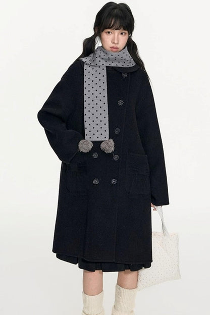 Polka Dot Wool Knit Scarf