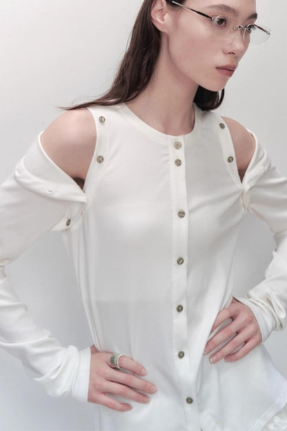 Detachable Round Neck Knitted Cardigan