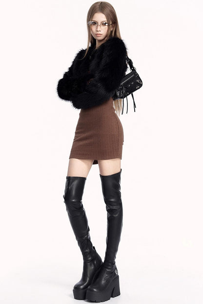 Retro Knit Bodycon Dress