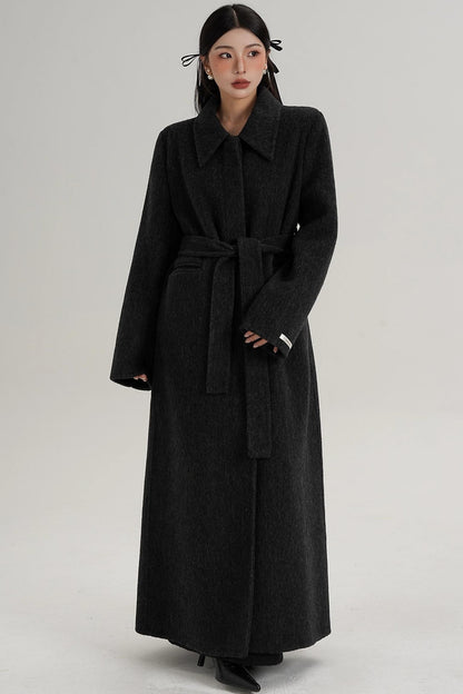 Elegant Extra-Long Wool Coat