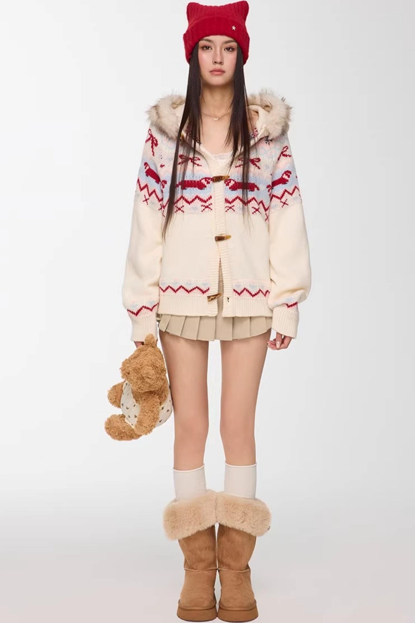 Light Apricot Pleated Skirt