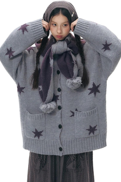 Reversible Star Cardigan Sweater Jacket Set-Up