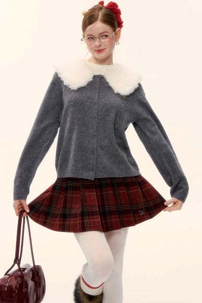 Retro Plaid Wool Skirt