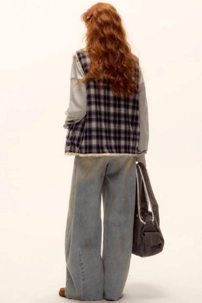 Blue Check Reversible Plaid Vest