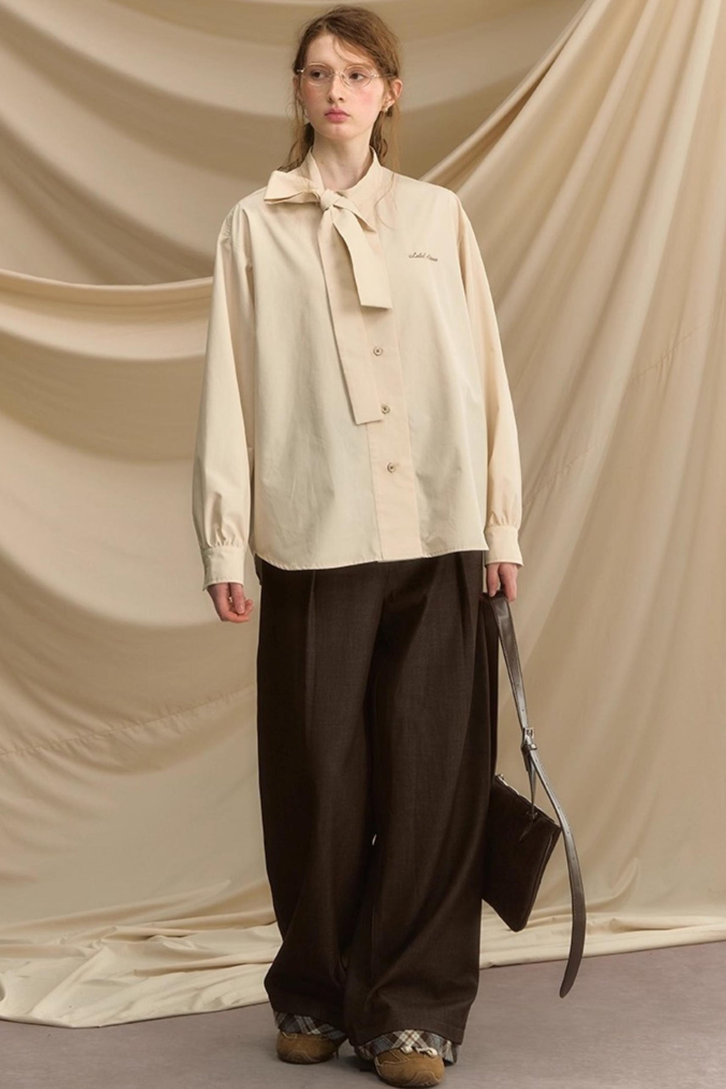 Vintage Bow Strap Striped Shirt