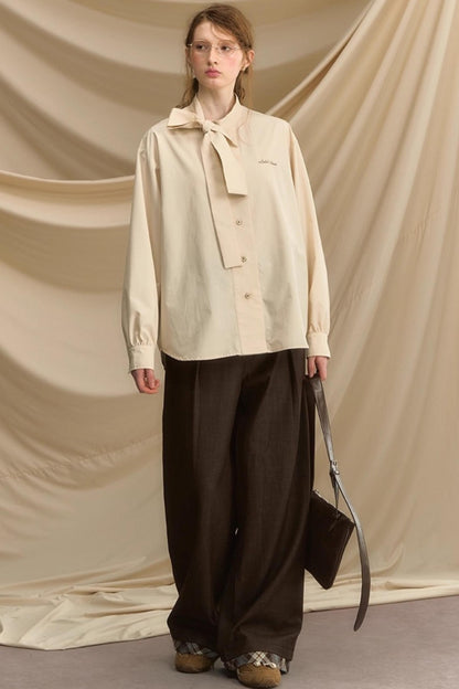 Vintage Bow Strap Striped Shirt